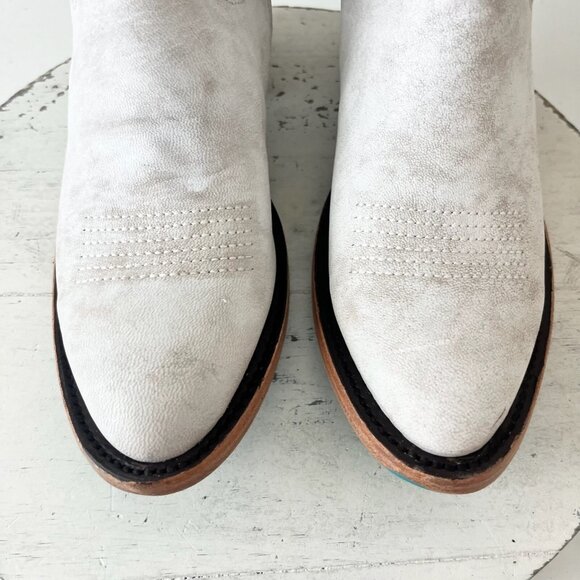 Lane White and Brown Lace Up Boots with Mid-Calf Height - Picture 4 of 5